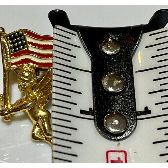 Set Of 2 Vintage Gold Tone Angel Cherub/Angel W/ American Enamel Flag Lapel Pin - Picture 5 of 6